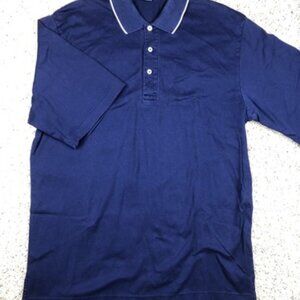 Polo Golf Ralph Lauren Short Sleeve Cotton Shirt Solid Navy Blue Medium Mens